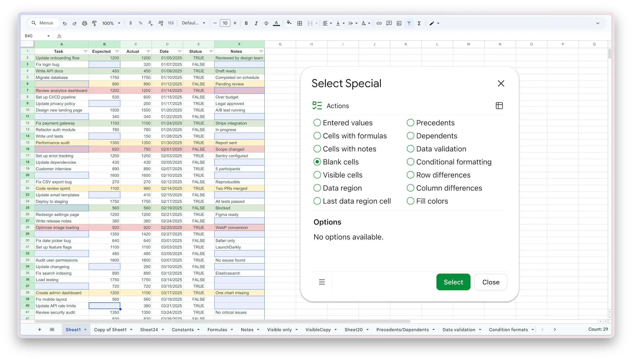 Go to special google sheets blog post post cover