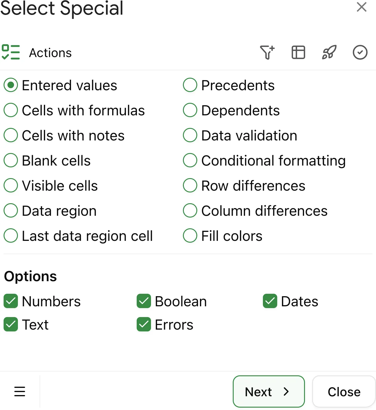 Select Special add-on main screen