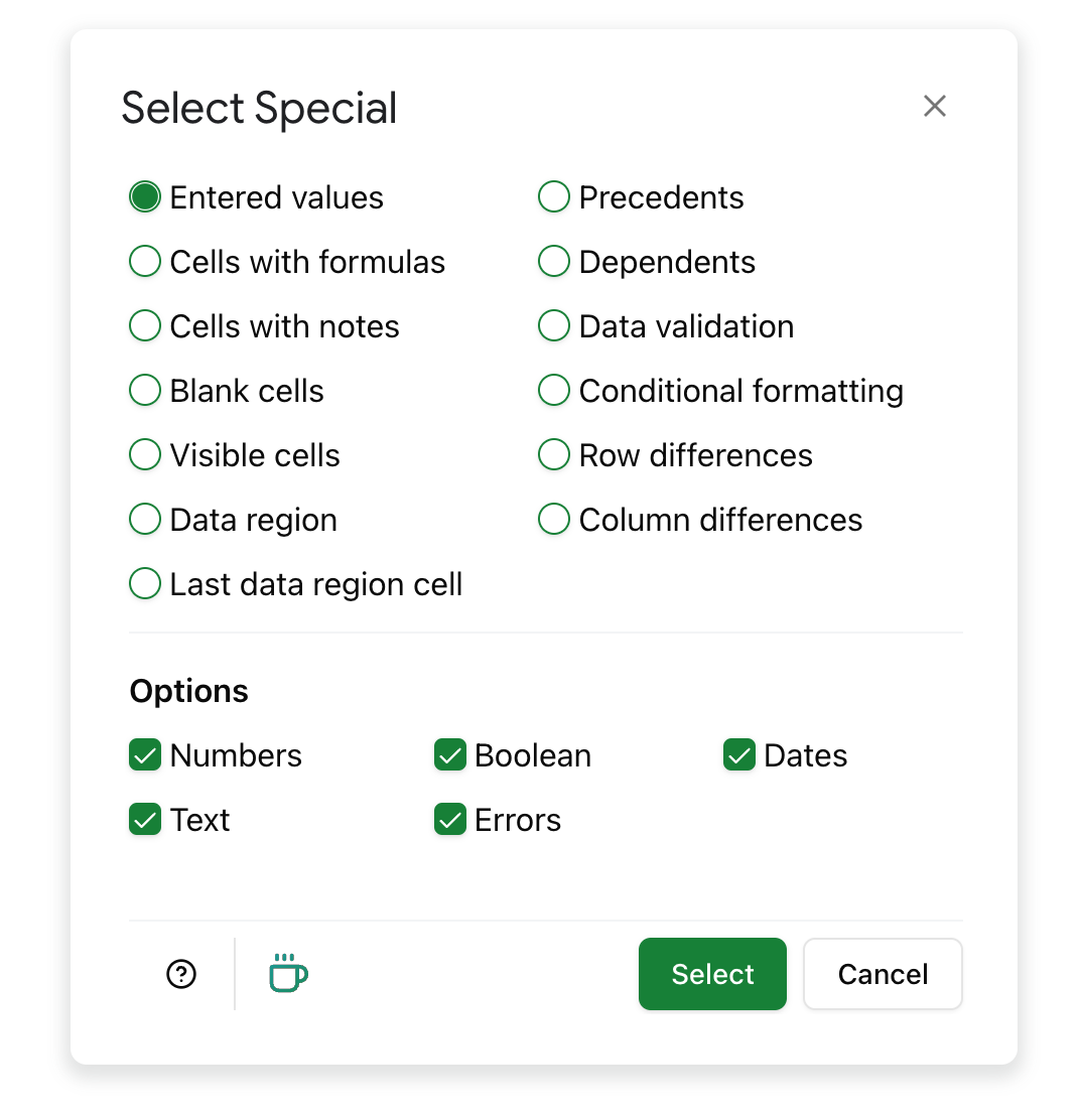 Select Special add-on main screen